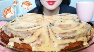 ASMR GIANT CINNAMON ROLL HACK WITH PUMPKIN SPICED CREAM CHEESE FROSTING [upl. by Seroled98]