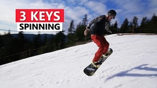 3 Keys for Spinning on a Snowboard  Beginner Snowboarding Tricks [upl. by Alyag883]