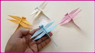 Libélula de papel  Como fazer uma libélula de papel  Origami [upl. by Nylaf278]