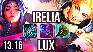 IRELIA vs LUX MID  12 solo kills 17M mastery 500 games 1648  TR Diamond  1316 [upl. by Kroll]