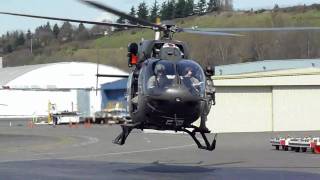 Eurocopter UH72A Helicopter takeoff at KBFI Seattle [upl. by Cutlor981]