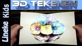 Super leuk 3D Pop Up Bloemen Kaart maken en tekenen 🌺 [upl. by Pomcroy]