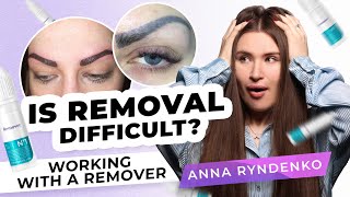 Removing Permanent Eyebrow Makeup with Hanafy Remover  Pro Tips from PMU Master Anna Ryndenko [upl. by Nolyat852]