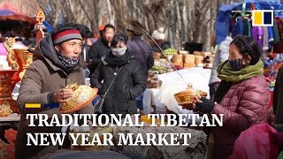 Traditional market opens for Tibetan New Year Losar preparations [upl. by Oinotla]