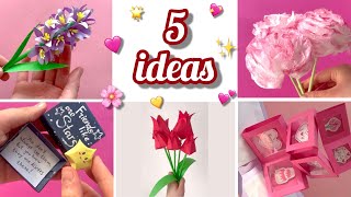 5 Ideas  DIY BIRTHDAY GIFT IDEAS  Cute gifts  DIY 3D birthday card 🎁  DIY paper flowers 💐 [upl. by Atsahc]