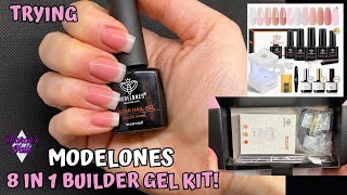 Trying Modelones 8 in 1 Builder Gel Kit from Amazon  How to do Reverse French BIAB Nails [upl. by Phionna]