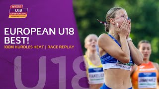 European U18 best 🔥 1286 for Frlickova in the 100m hurdles heats 🤯 Banska Bystrica 2024 [upl. by Kceb]