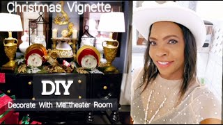 Christmas Vignette Theater Room DIY Decorate With Me Moody Decor French Country [upl. by Thoma]