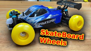 Skateboard Wheels on DIRT CHEAP RC CAR  WLToys a959 Drifting [upl. by Thorma545]