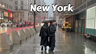 Heavy Rain And Thunderstorm  Walking In The Rain Umbrella And City Sounds For Sleeping New York 4k [upl. by Copland761]