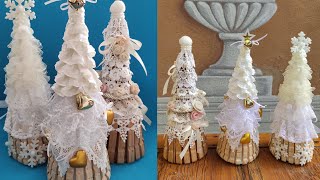 TUTORIAL ALBERI di NATALE shabby chic con RICICLO mollette da bucato [upl. by Tezile]