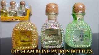 DIY RHINESTONE PATRON LIQUOR GLAM BIRTHDAY BOTTLESHOW TO BLING A PATRON BOTTLE STOCKING STUFFERS [upl. by Onimixam446]