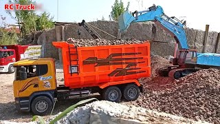 Woow Truck Man RC Rc Truck Scania Loads Excavators Loader at Once and Delivers them to the Mining [upl. by Adnorahs]