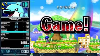 Super Smash Bros Melee Akaneia  Adventure Mode Sonic Very Easy in 427 IGT 641 RTA WR [upl. by Kathryne]