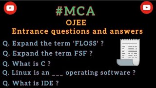 MCA entrance questions and answers for ojee best computer awareness questions and answersojee [upl. by Braeunig791]