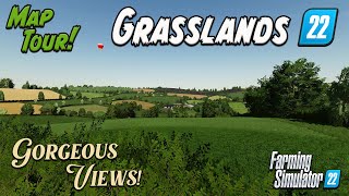 UK BASED “GRASSLANDS 22” NEW MOD MAP TOUR  Farming Simulator 22 Review PS5 [upl. by Ahsatan]