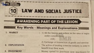 8th class social politics 10th lesson law and social justice question answers workbook guide notes [upl. by Ellerehs403]