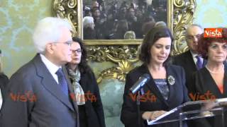 LAURA BOLDRINI COMUNICA LELEZIONE A MATTARELLA  Quirinale 2015 [upl. by Leamse]