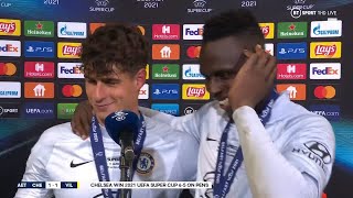 Kepa and Mendy do joint interview after inspired substitution leads Chelsea to Super Cup glory [upl. by Balcke]