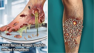 ASMR Remove Maggot Dogticks Infected Compilation  Deep Cleaning Animation [upl. by Harvard477]