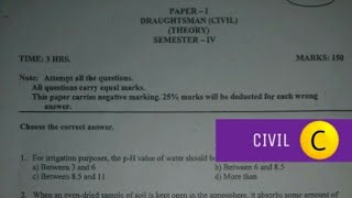 Draughtsman Civil previous question paper NCVT ITI MIS fourth semester [upl. by Enaud]