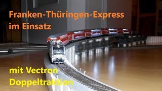 Joeys Teppichbahn  FrankenThüringenExpress Vectron Doppeltraktion LKW Walter KLV [upl. by Erdnoed]