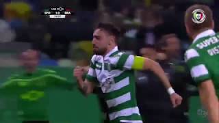 Goal  Golo Bruno Fernandes Sporting 10 Sp Braga Liga 1819 22 [upl. by Almeda]