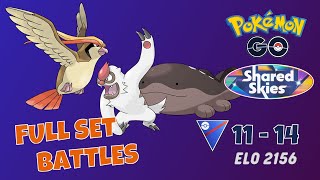 PidgeotVigorothClodsire Full Set Battles Pokemon Go PVP  Shared Skies [upl. by Luhe]