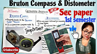 Brunton Compass amp Distometersec 1st semBySagarika Nag geography [upl. by Eilyac]