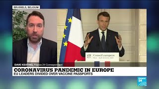 Coronavirus pandemic in Europe EU leaders divided over vaccine passports [upl. by Nnylatsyrc149]