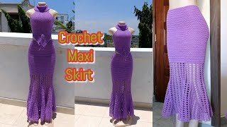 Crochet Maxi Skirt with a VStitch detailCrochet Corset Gown Tutorial Part 1 [upl. by Eenalem]