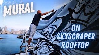 I Painted a MURAL on a SKYSCRAPER Rooftop [upl. by Ecissej]