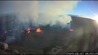 Timelapse of Halema‘uma‘u eruption Kīlauea volcano — June 79 2023 [upl. by Elaval354]