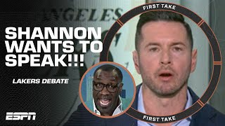 BUT LET ME SPEAK❗ Shannon Sharpe takes on JJ Redick amp Stephen A in a Lakers debate  First Take [upl. by Arymahs]