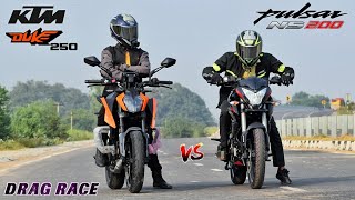 2024 Duke 250 BS7 Vs Pulsar NS 200 BS7  Drag Race [upl. by Krute]