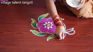 5 Dots cute Beautiful rangoli muggulu  Traditional kolam rangoli  Latest patterns for BEGINNERS [upl. by Haelem481]