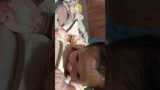 Adorable baby girl tummy time 😘👧❤️💛🩷👶 cute newborn girl lovebaby [upl. by Salene667]