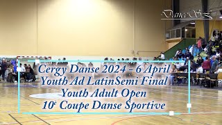 Pontoise 2024 Youth Adult Open Latin Semi Final  All Dances  6 April 2024 [upl. by Nomelc]