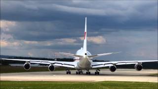 FullHD Bahrain Boeing 747SP landing and take off at GenevaGVALSGG [upl. by Lila]