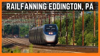 Amtrak SEPTA and Freight Trains  Eddington PA [upl. by Sainana]