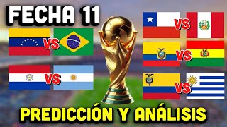 PRONÓSTICO PARA LA JORNADA 11 ELIMINATORIAS DE LA CONMEBOL [upl. by Euqinehs]