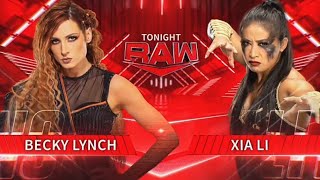 WWE Raw  Becky Lynch Vs Xia Li Full Match [upl. by Emelyne]