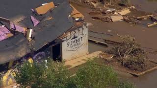 Aerials show Helene damage in Ashevilles River Arts District [upl. by Aholah]