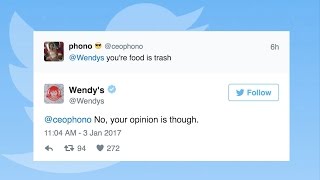 Wendys Roasts Twitter Users [upl. by Annahavas]