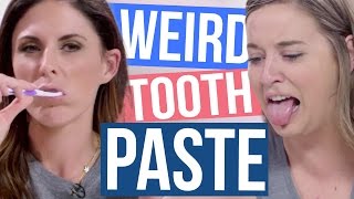 5 Weird Flavored Toothpastes Beauty Break [upl. by Cailean713]