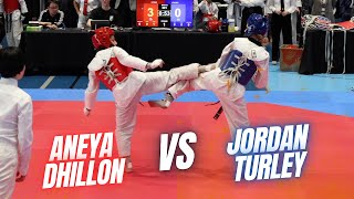 Taekwondo 2024 Korean Consul General Cup  Aneya Dhillon vs Jordan Turley [upl. by Etram]