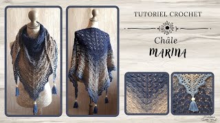 237 Crochet Tutoriel Châle Marina  Amazone  Maïlane  crochet crocheting [upl. by Nosyaj846]