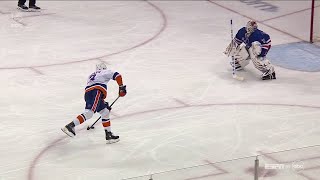 Igor Shesterkin stops Pelechs penalty shot late in a game vs Islanders 12 apr 2024 [upl. by Ylrebma213]