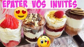 4 IDEE DESSERT FACILE VERRINE Framboise Chocolat Fraise Nutella Speculos [upl. by Haidabez]