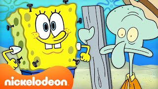 SpongeBob and Squidward Build a Ship 🚢  SpongeBob  Nickelodeon UK [upl. by Eisnil]